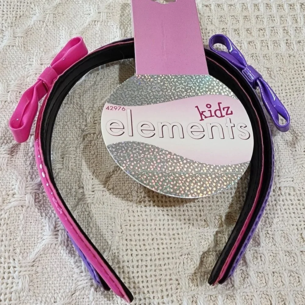 Girls Pink Purple 2-pack Pair of Headbands Bows Kid Shiny BarbiecoreKid Shiny